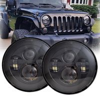 LX-LIGHT 7'' Round Black Cree LED Headlight High Low Beam for Jeep Wrangler JK TJ LJ CJ Hummber H1 H2 (Pair)