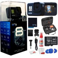 GoPro HERO8 Black Digital Action Camera - Waterproof, Touch Screen, 4K UHD Video, 12MP Photos Live Streaming, Stabilization - with Cleaning Set + Case + 64GB Memory Card and More.