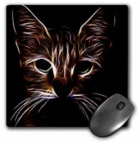 3dRose Tabby Cat Face Pet Lovers Glowing Neon Light Art - Mouse Pad, 8 by 8 inches (mp_155250_1)