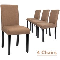 Furmax Dining Chairs Urban Style Fabric Parson Chairs Kitchen Livng Room Armless Side Chair with Solid Wood Legs Set of 4 (Brown)
