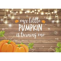 Allenjoy Pumpkin Rustic Wood Backdrop Happy 1st First Birthday Autumn Our Little Pumpkin Boy Girl is Turning One Party Decorations Fall Maple Leaf Table Banner 7x5ft Background Photo Booth Props