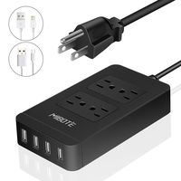 MIBOTE Power Strip with USB, Smart 4 Outlet Surge Protector Power Strip with 4 Port USB Charger 6ft Power Cord 2500W 100-240V for Travel, TV, Computer, Transformers, Power Bank (UL Listed)