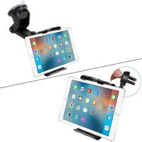 Car Dashboard Windshield Tablet Mount, 7"-10.5" Tablet Holder, 4.5"-6.5" Phone Mount, Compatible iPad Pro 10.5/Air/Mini/iPhone Xs/XS MAX/XR/X/8/8Plus/7/7Plus, Galaxy S7/S8/S9, Huawei etc (Black)