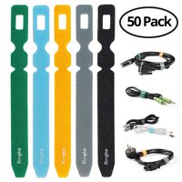 Ringke Magic Cable Tie Unicolor Reusable Hook and Loop Strap Organizer for Fastening Cable Cords and Wires (50PCS)