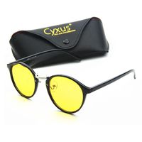 Cyxus Computer Blue Light Filter Vintage Retro Glasses, Anti Eye Strain Eyewear UV Headaches Lightweight Frame Eyeglasses TR90 (8065Y01，Yellow Lens)