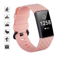 TOMALL Replacement Silicone Bands Compatible for Fitbit Charge 3,Waterproof Sport Wristband Bracelet for Women Men (Small, Pink)