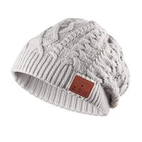 Bluetooth Beanie Hat Winter Knit Music Hat Wireless Headphone Speaker Hat Slouchy Skull Cap for Men Women, 19 Khaki