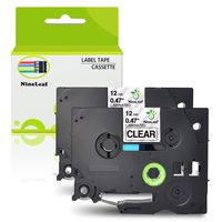 NineLeaf 2 Pack Label Tape Black on Clear Compatible for Brother TZ131 TZe131 tze-131 P-Touch 1/2" 26.2ft PT1010 PT1090