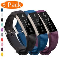 KingAcc Compatible Replacement Bands for Fitbit Alta HR, Fitbit Alta, Silicone Fitbit Alta HR Band Alta Band, Buckle Wristband Strap Women Men (3-Pack, Black&DarkBlue&Darkpurple, Small)