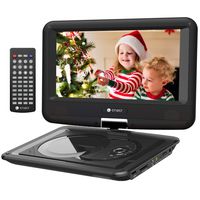 Criacr 11.5" Portable DVD Player with 9.5" Swivel Screen, Built-in 6-Hour Rechargeable Battery, Support CD/DVD/SD Card/ USB, Power AC Adapter and Car Charger Included - (Remote Control)