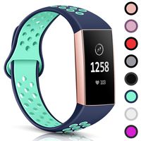 TreasureMax with Fitbit Charge 3 Bands for Women Men,Adjustable Soft Silicone Sports Replacement Fitbit Charge 3 SE Bands,Small/Large