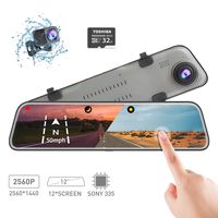 Backup Camera Car Mirror Dash Cam,12'' IPS Full Touch Screen,2560P+1080P Resolution Front and Rear View Dual Lens,32G TF Card Included