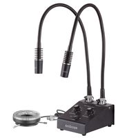 AmScope Powerful LED Dual Goose-Neck and Ring Light Illuminator