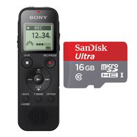 Sony ICD-PX470 Stereo Digital Voice Recorder with Built-in USB Voice Recorder w/ 16GB Class 10 Micro SDHC