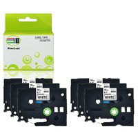 NineLeaf Standard Laminated TZ TZe Label Tape Compatible for Brother P-Touch PTD450 PT-D600 PT-D400 Label Maker TZe241 TZ241 TZe-241 TZ-241 Black on White 18mm 3/4'' x 26.2 ft 8m 6 Pack