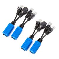 Xenocam 2 Pair RJ45 Ethernet Cable Combiner/Splitter Sharing Kit 2-in-1 (2 Cameras Over 1 Cable) Cat5e PoE Power/Data Transmission Adapter for 4 x Network Security Camera NVR Surveillance System