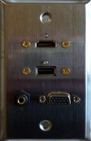 Stainless Steel HDMI + USB 3.0 + VGA + 3.5MM Feed Thru Wall Plate - Philmore 75-1003
