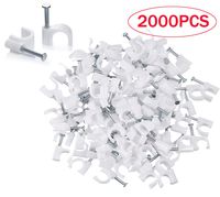 Wire Clips,Hsxfl Circle Cable Clips with Steel Nail, 8mm, 2000pcs/Pack - White