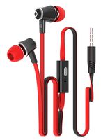 New Fashion Candy Color Original Earphones with Microphone Super Bass Noodle Line Earbuds Headphones Headset For iphone 6 6s Xiaomi Smartphone (Red)