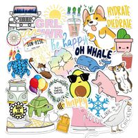 Vsco Stickers for Water Bottles, 50 Pcs Hydro Flask Stickers Cute Waterproof Aesthetic Laptop Luggage Stickers for Girls Teens Kids