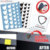 MyCamShield | White & Black Tabbed (Matte) | 52 Vinyl Webcam/Camera Covers | Removable/Reusable | for Laptops, Desktops, Smartphones, Tablets, Smart TVs, More | Includes 4 Lens/Screen Cleaning Wipes