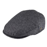 VOBOOM Men's Herringbone Flat Ivy Newsboy Hat Wool Blend Gatsby Cabbie Cap (Dark Grey, L)