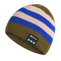 alachi USA Unisex Knit Wireless Bluetooth Beanie Music Hat(blue&white)