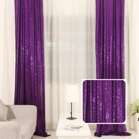 TRLYC 4 Pieces 2x8FT Sequin Photo Backdrop Party Photography Background Wedding Photo Booth Purple Curtains
