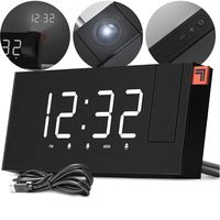 SHARPER IMAGE Projection Alarm Clock, Project The Time on Wall or Ceiling, Digital Display, Dual Alarms with FM Radio Function, USB Passthrough to Charge Devices, Backup Battery, 120 Degree Rotation