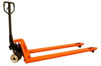Wesco 273519 Specialty Long Fork Pallet Truck with Handle, Polyurethane Wheels, 4400 lbs Load Capacity, 49" Height, 78" Length x 27" Width