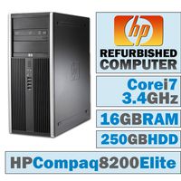 HP Compaq 8200 Elite CMT/Core i7-2600 @ 3.4 GHz/16GB DDR3/250GB HDD/DVD-RW/Windows 10 Home 64 BIT