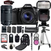 Canon EOS 80D Digital SLR Camera Bundle with Canon EF-S 18-55mm f/3.5-5.6 Image Stabilization STM Lens and EF-S 55-250mm f/4-5.6 STM Lens, Professional Accessory Bundle (16 items)