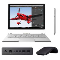Microsoft Surface Book 2-in-1 Touchscreen Laptop with Perfromance Base, Core i7 up to 3.40 GHz, GTX 965M, 8GB RAM, 256GB SSD, Win 10 Pro w/ Surface Pen, Black Arc Mouse, Surface Dock (Renewed)