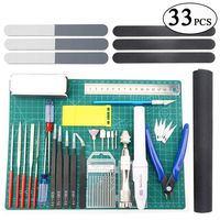 BXQINLENX Professional 33 PCS Gundam Model Tools Kit Modeler Basic Tools Craft Set Hobby Building Tools Kit for Gundam Car Model Building Repairing and Fixing (J)