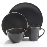 Gibson Elite Soho Lounge Matte Round 16 pc Dinnerware Set, Black - 127303.16R