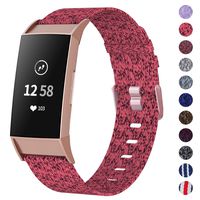 NANW Woven Bands Compatible with Fitbit Charge 3 Bands/Charge 3 SE, Soft Breathable Fabric Replacement Wristbands Strap Sports Accessories for Women Men, Large Small