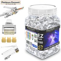 RJ45 CAT6 Passthrough Connectors (100 PCS),Gold Plated 3 Micron 3u, High Performance 3 Prong Pins (CAT6/100 PCS)