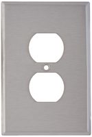 Leviton 84103-40 1-Gang Duplex Device Receptacle Wallplate, Oversized, Device Mount, Stainless Steel, 25-Pack