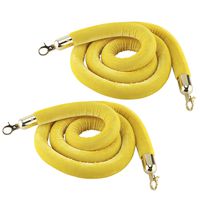NovelBee 2 Pack of 5 Feet Velvet Rope with Gold Plated Hooks,Crowd Control Stanchion Post Queue Line Barrier (Yellow)