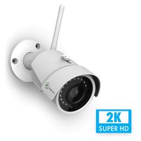 Reflection 4MP WiFi Outdoor Wireless 2K Security Camera 2688 x 1520p, Bullet Surveillance Cam with Free Cloud, IP67 Waterproof, 98° Viewing Angle, MicroSD Support, 98ft SUPERHD Night Vision, White