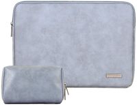 13.3 Inch PU Leather Padded Laptop Sleeve HBLOOMYST 13 Inch Frosted Protective Notebook Bag Computer Case Cover for MacBook Pro MacBook Air Chromebook Acer Dell HP Samsung Sony + Cable Bag (Blue)