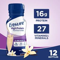 Ensure High Protein Nutrition Shake with 16 Grams of High-Quality Protein Meal Replacement Shakes, Low Fat/Vanilla, 8 Fluid Ounce (Pack of 12)