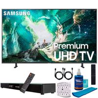 Samsung UN75RU8000 75" RU8000 LED Smart 4K UHD TV (2019) w/Soundbar Bundle Includes, Deco Gear Home Theater Surround Sound 31" Soundbar, Screen Cleaner, 2X HDMI Cable and 6-Outlet Surge Adapter