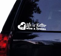 Tshirt Rocket Life is Better with a Pitbull - Pitbull Pit Bull Dog Terrier Vinyl Car Decal, Laptop Decal, Car Window Sticker (7")