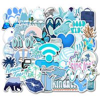 Cute Blue Vsco Stickers for Water Bottle[50pcs] Ins Pop Decals for Laptop Phone Tumbler Hydro Flask Car Computer Guitar Ceiling Wall Helmet Skateboard Luggage PC Bike Bumper Waterproof, Gift for Teen