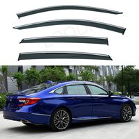 LQQDP Set of 4 Front+Rear Smoke Tint With Chrome Trim Sun/Rain Guard Outside Mount Tape-On/Clip-On PVC Window Visors For 18-20 Honda Accord 4-Door Sedan