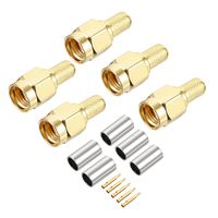 uxcell 5 Pcs Gold-Plated/Silver Tone RP-SMA Male Jack in Series RF Coaxial Adapter Connector