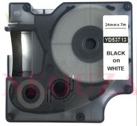 Black on White Label Tape Compatible for DYMO D1 53713 1" x 23' (24mm x 7m)