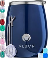 Albor Triple Insulated Wine Tumbler with Lid Stainless Steel 12 Oz Tumbler Navy