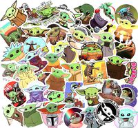50 Pcs Baby Yoda Sticker Mandalorian Star Wars Stickers for Water Bottles Laptop Stickers Skateboard Luggage Baby Yoda Decal Vinyl Stickers Waterproof